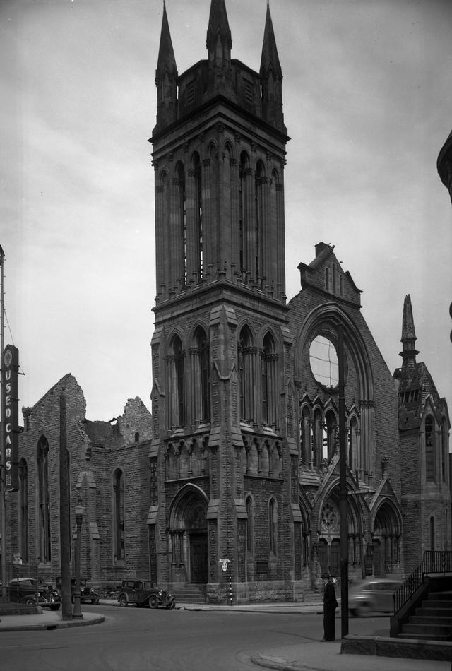 Echoes of the Past: Ruins of Knox Crescent Presbyterian Church on René-Lévesque Boulevard West